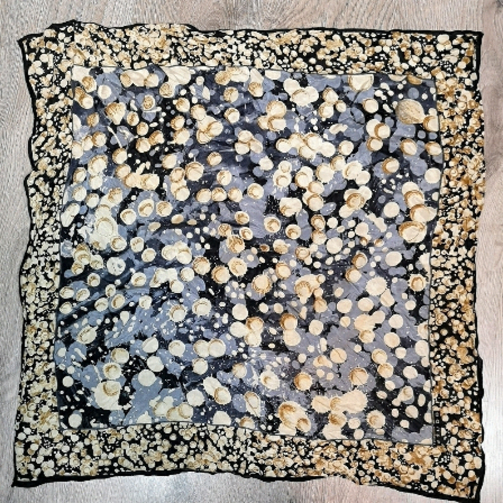 50s vintage impressionist  watercolor NAVY & WHITE silk scarf